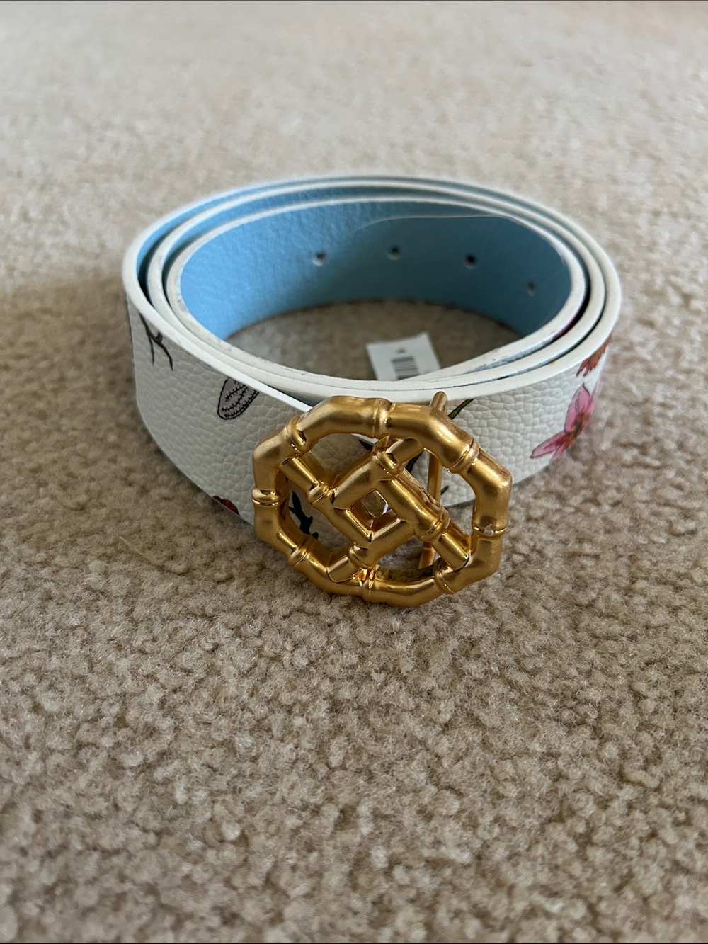 Ruby Dragonfly Gsrden White/Multi Leather Belt sz L